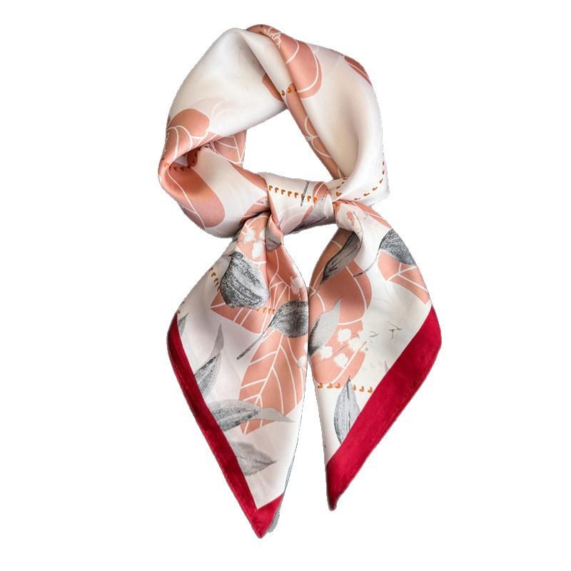 Elegant blooming floral print silk scarf square scarf premium shawl sunscreen neck small square scarf headscarf women's scarf