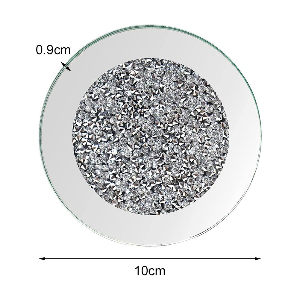 4pcs Modern minimalist glass tea coaster, heat insulating crystal transparent tea mat, tea set accessory, silver, серебряный