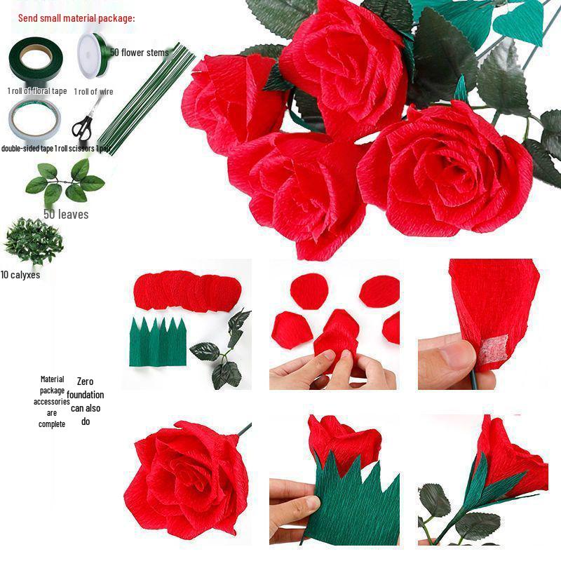 Thickened Colored Crepe Paper for DIY Rose Origami and Kindergarten Crafts