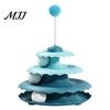 Educational Kitten Activity Center Cat Toy Roller, 3-Level Turntable Toys with 3 Balls, Anti-Slip Puzzle Multi-layer Track Ball Toys, Detachable Toy,