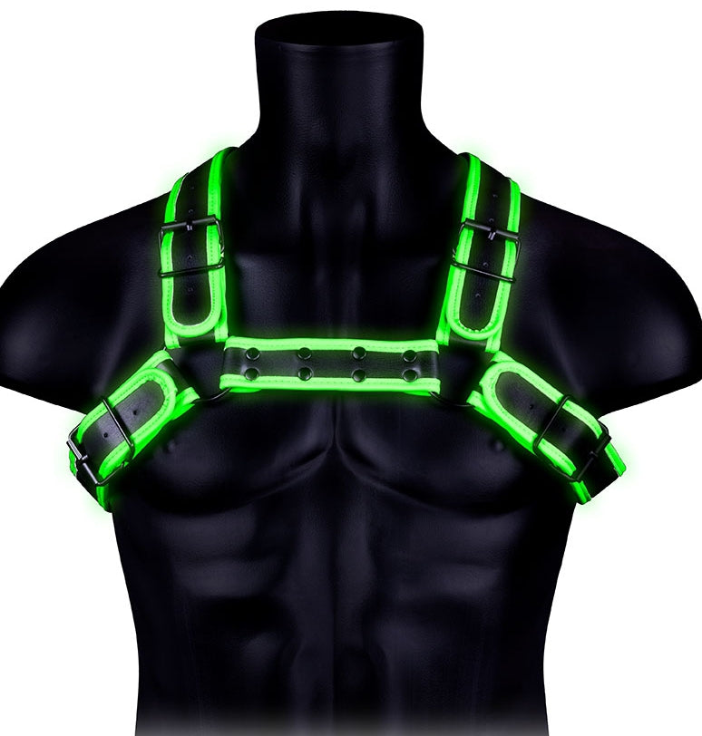 Harnais phosphorescent Glow Buckle Noir - Ouch! Glow - Harnais Homme