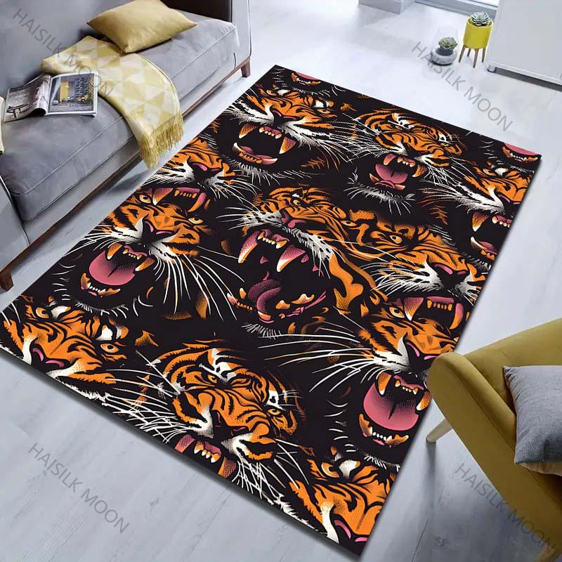 1PC Roaring Tiger Head Print Carpet for Bedroom Living Room Bedside Sofa Floor Mat Modern Home Decor Area Rug for Gifts