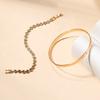 2Pcs/Set Women Bracelet Set Rhinestone Decor Luster Electroplated Alloy Daily Dating Party Bangle Lady Wrist Jewelry