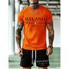 2026 New Arrival Mens Summer Casual Short-Sleeve T-Shirt and Shorts Set with Letter Print Everyday Casual and Sporty Fashion Set