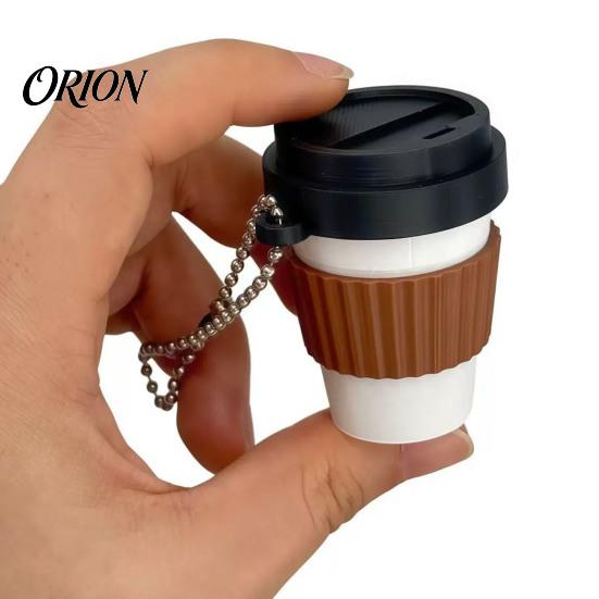 Coffee Cup Finger Clicker 3D Printed Clicker, Press Fidget for Stress Relief, Backpack Hanging Toy with Ball Chain PLA
