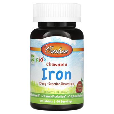 Children's, Chewable Iron, Natural Strawberry Flavor, 15 Mg, 60 Tablets