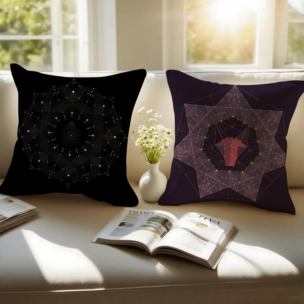 Modern Geometric Border Shading Background Art Cushion Cover Pillowcase Antidustmite Invisible Zipper Short Plush Sofa Cushion