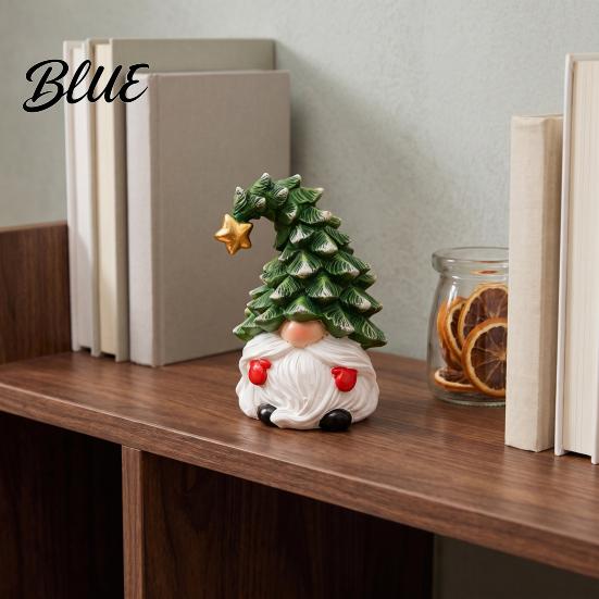 Christmas Tabletop Decorations Gnome Figurine, Resin Tomte with Tree Hat & Reindeer Holiday Home Decor Antlers, for Window Shelf, Xmas Gift Decorative
