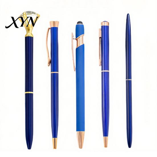 Ergonomic Smooth Ink Pen 5PCS Metal Diamond Ballpoint Pens, with Sparkling Rhinestone Decor, Refillable Press Mechanism Writing Pen, for Kids