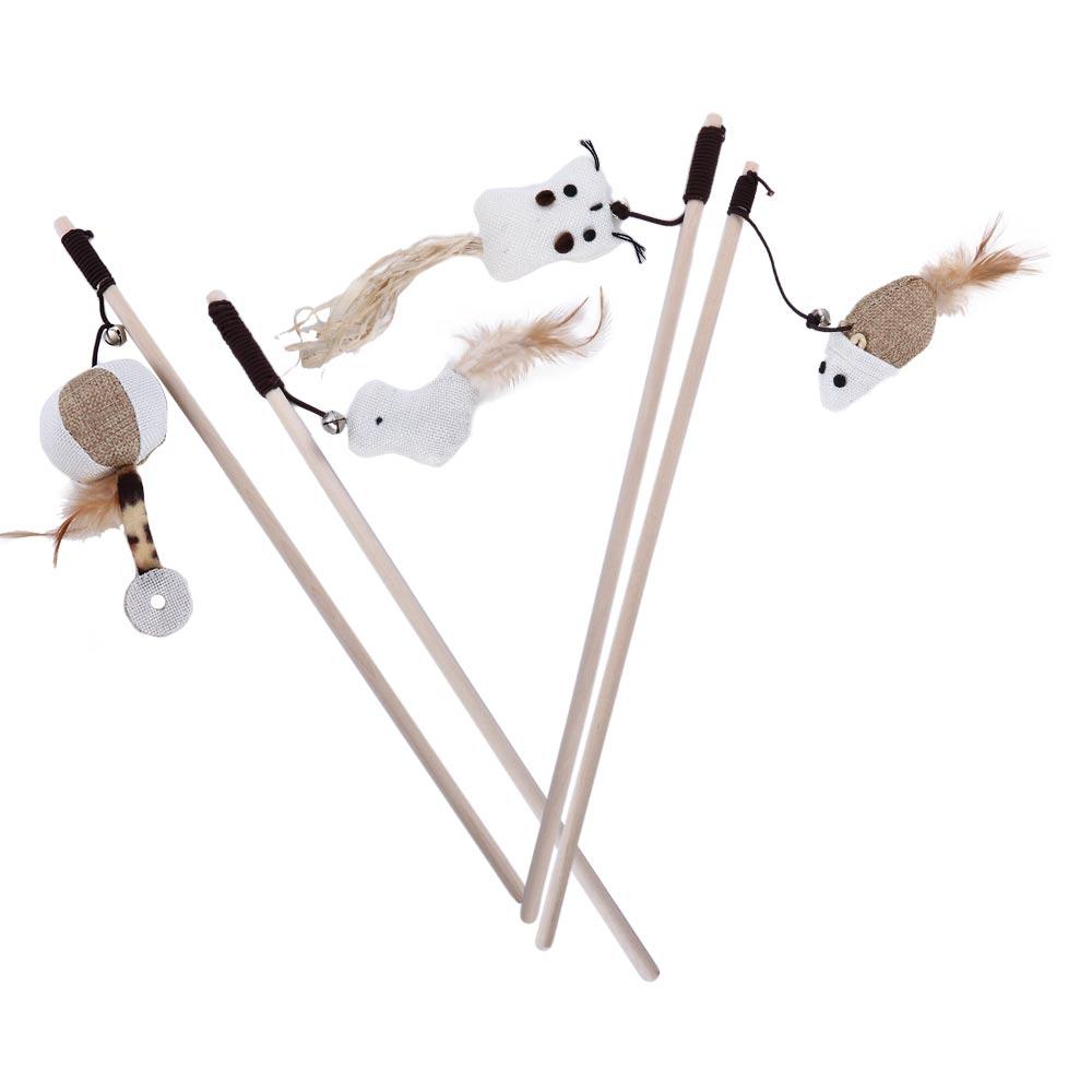 Cute With Mini Bell Training Wand Scratching Tease Cat Rod Pet Supplies Interactive Stick Cat Toy