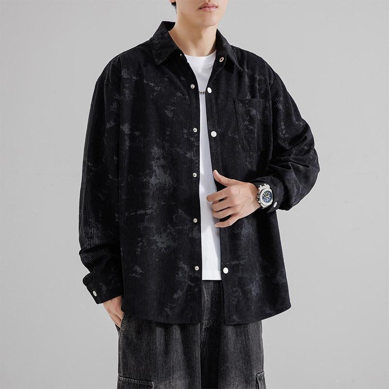 Corduroy Work Shirt for Men Spring and Autumn New Retro Loose Long-sleeved Printed Fashionable Shirt Jacket