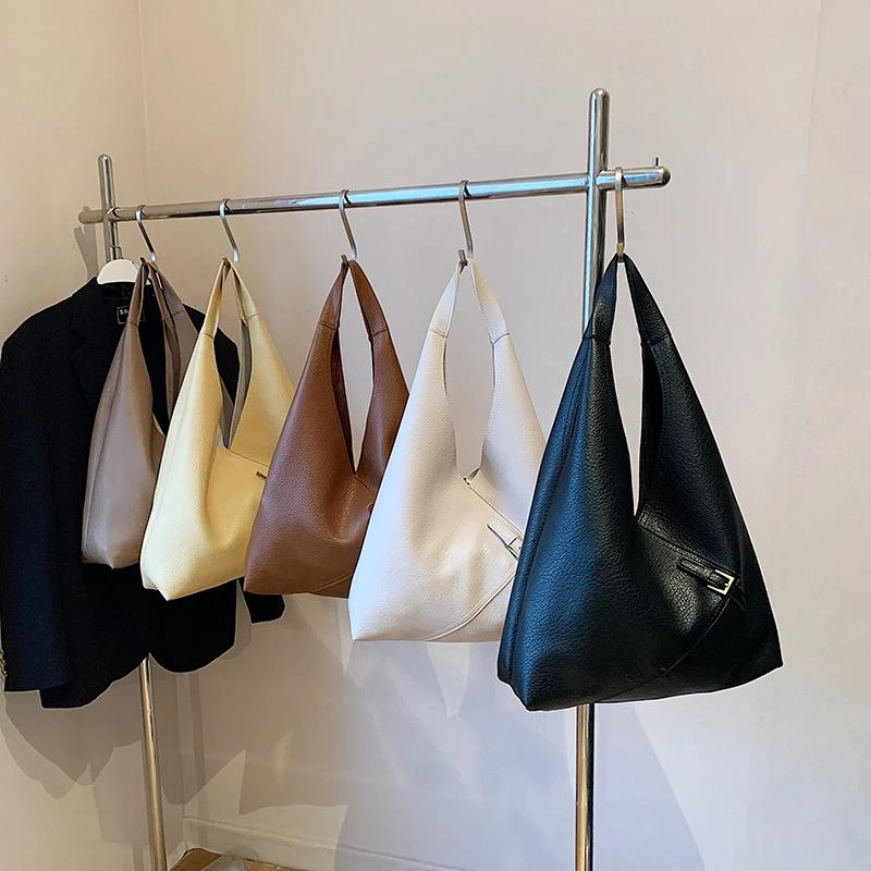 High Capacity Hasp PU Bag  Simple Fashion Bag  Versatile Soft Western Style Shoulder Bag