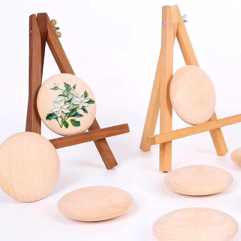 Round Solid Wood Painting Board with Customizable Styles