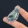 Memorial Day Deal Moss Moss Prehnite Gemstone Bezel Pendant 925 Sterling Silver