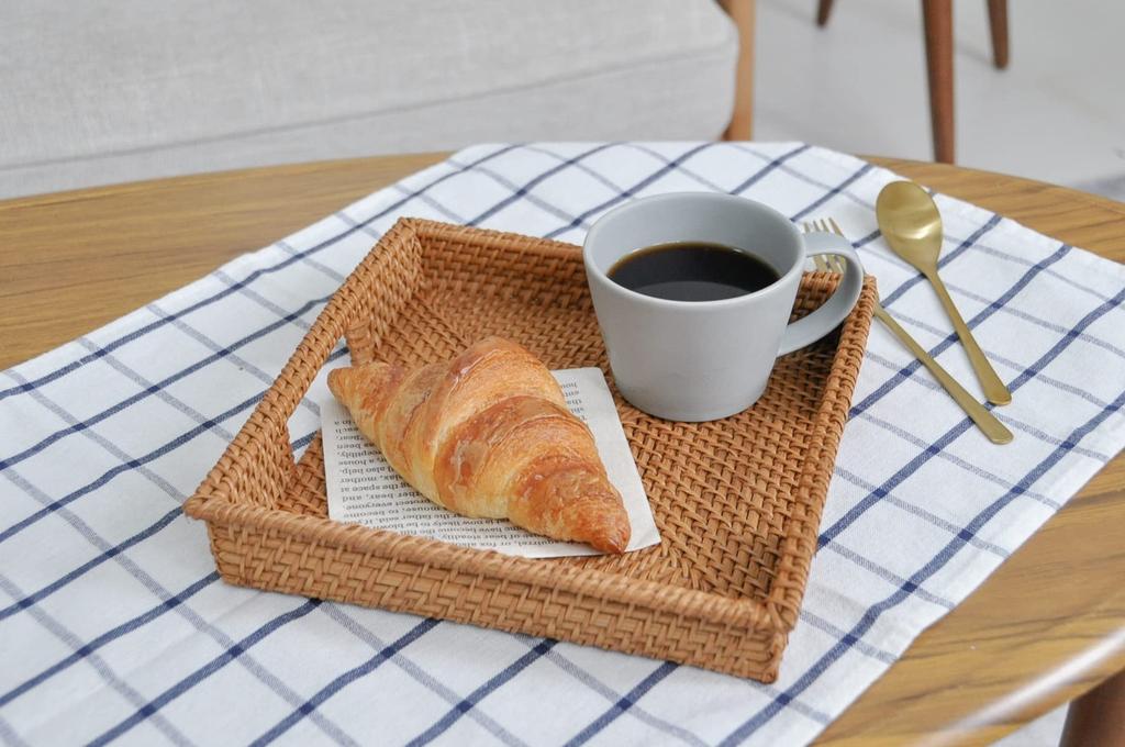 Sakai Sangyo Rattan Square Tray (23.5cm) Bread Basket, Rattan Tray