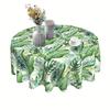 Round Polyester Tablecloth, printed with bright green pineapple & tropical leaves. Durable, reusable and easy to clean. Great decor for kitchen, dinin