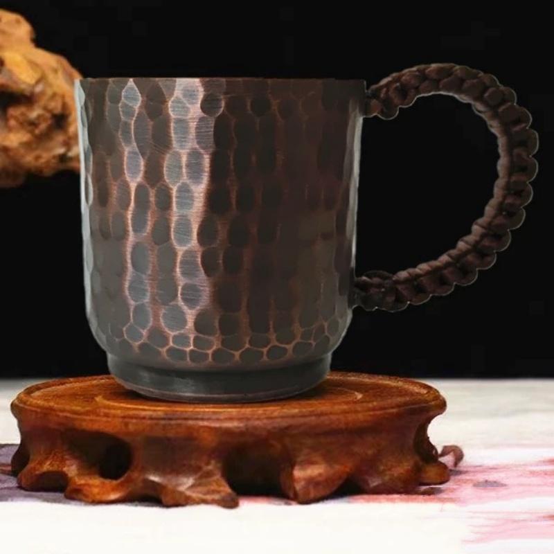 Vintage Copper Coffee Mug Handmade Tumbler Portable 100ml Tea Mug Drinkware for Hot and Cold Water Milk Kitchen Restaurant