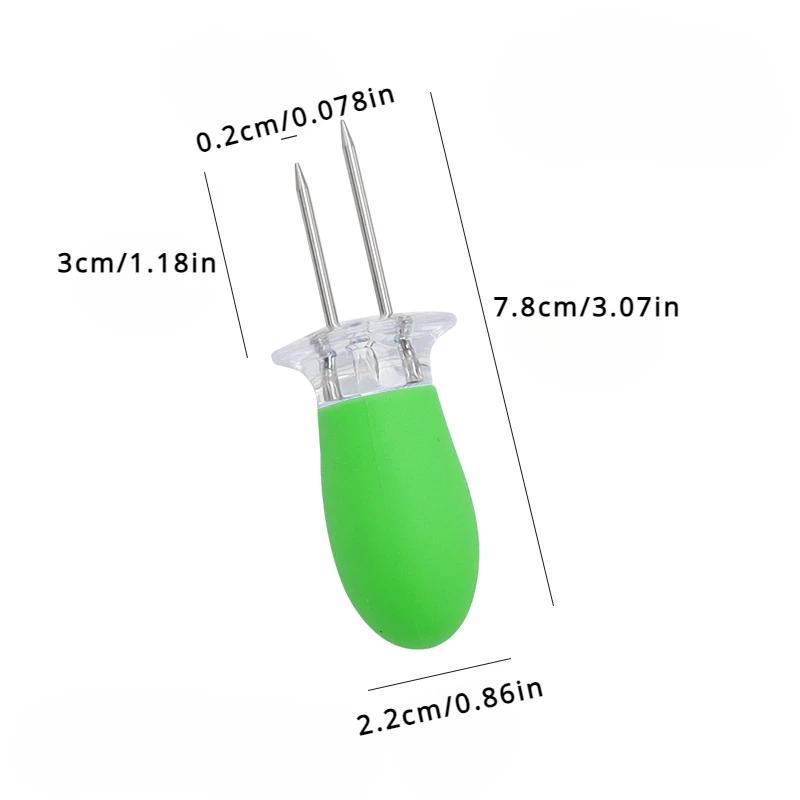 Stainless Steel Corn Forks with Rubber Handle Corn on The Cob Skewers Kitchen Cooking Tools and BBQ Party Utensils Accessories