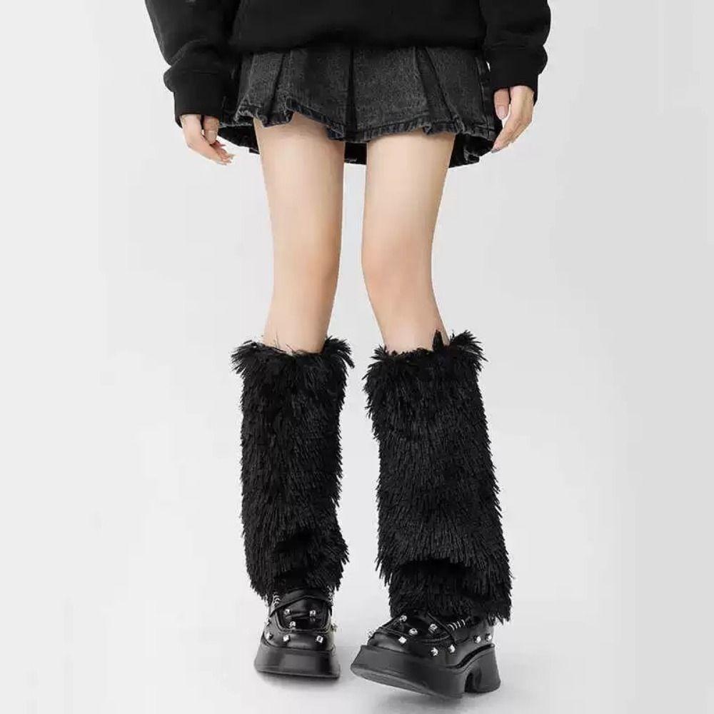 Soft Fluffy Faux Fur Leg Warmers Colorful Long Fuzzy Foot Covers  Halloween Party
