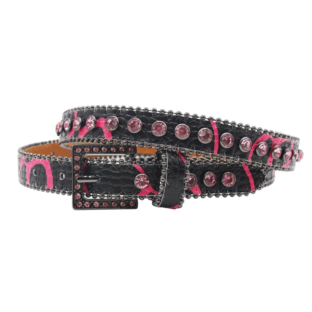 High-end Pattern 2.3 Thin Women's Belt Belt Pin Buckle Rhinestone Belt Women's Belt European and American Style Punk