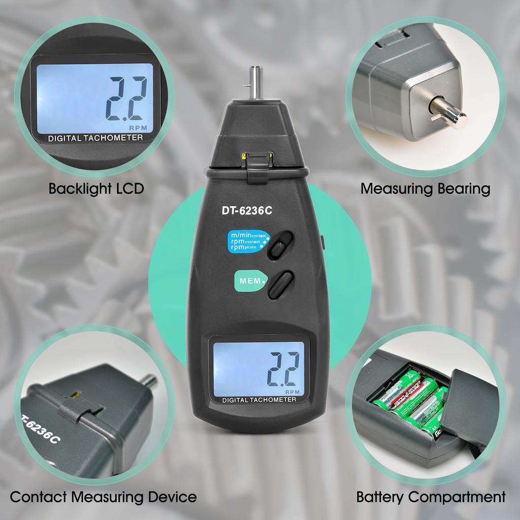 Contact Type Tachometer Laser Speed Measuring Instrument Industrial Grade Motor Line Speed Detector Precision RPM Tester For Industrial Production