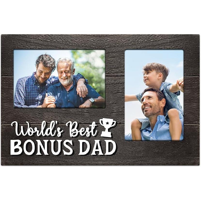 Grandma Gifts, Mothers Day Grandma Gift from Grandkids, Birthday Gifts for Grandma 3D Photo Frame Hold 4x6 Inches Two Photos - Great Grandma Gifts Bonus Dad