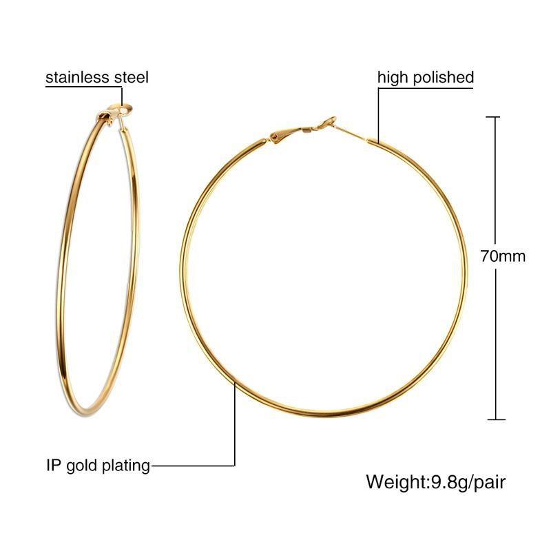 New Trendy Earring 18K Gold Plated Basic Thin Big O Hoop Earrings for Women Stainless Steel Jewelry