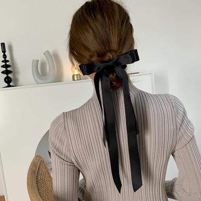 Grampo de Cabelo Laço de Fita Preto Lystrfac Para Mulheres Meninas Presilha de Franja Anel de Cabelo Acessórios de Cabelo Coreanos Presilhas Adorno de Cabeça