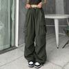 Pantaloni Cargo da Donna Hip Hop Larghi Monocolore Multitasche Vita Elastica Da Abbinare a Top Larghi Traspiranti Pantaloni da Donna Abbigliamento da Donna