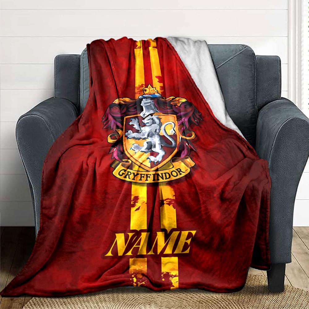 Custom Name Gryffindor Pride Loyalty blanket for Couch & Bed, Plush Cozy Fuzzy Blanket Super Soft & Warm Blankets for Fall and Winter. 090896