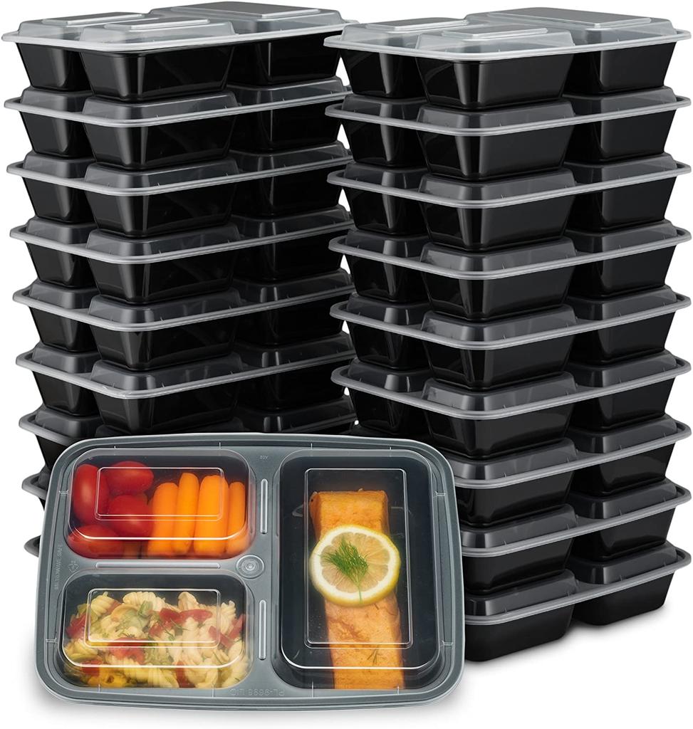 10pcs Disposable Plastic Food Containers Fruit Salad Bento Box Prep Storage Lunch Boxes Microwavable Meal Restaurant Supplies