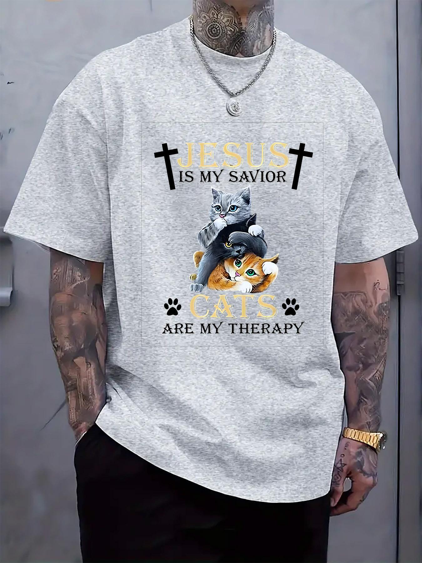 Casual Cat and Faith Graphic Tshirt - Jesus is My Savior ... XL