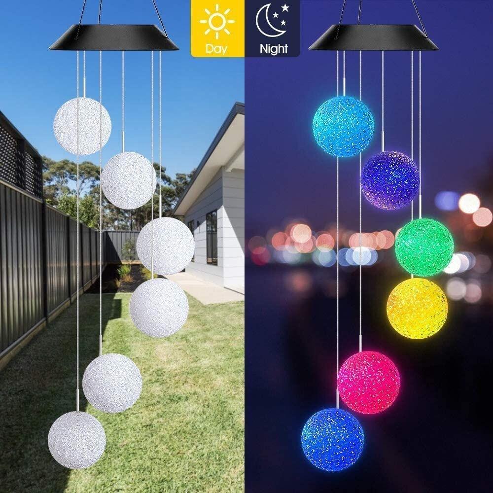 

Solar Color Changing LED Crystal Ball Wind Chime Lamp Hanging Waterproof Outdoor Light Decor for Garden Yard Patio Courtyard разноцветный