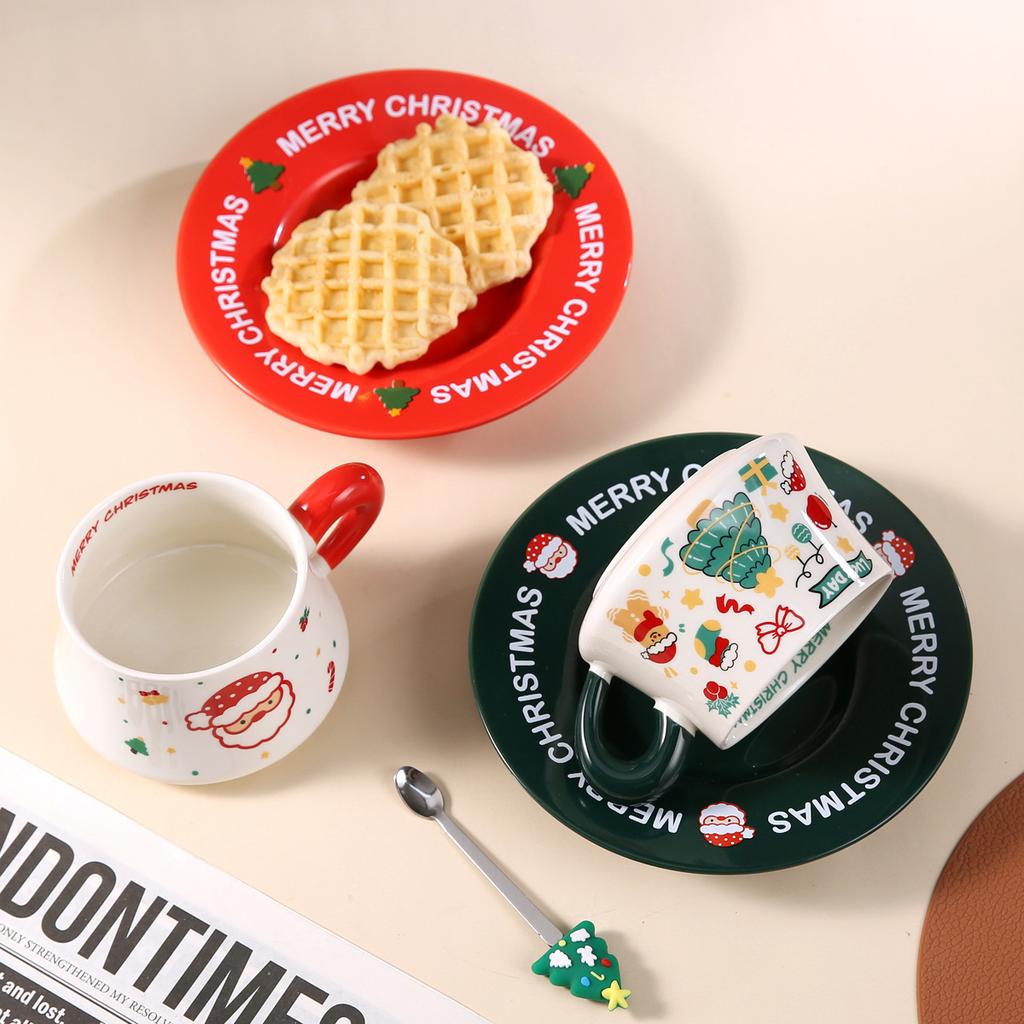 2026 Christmas Ceramic Coffee Cup and Dish Set Household Holiday Mugs Cups & Saucers Ceramic Birthday Gift Box Christmas Gifts