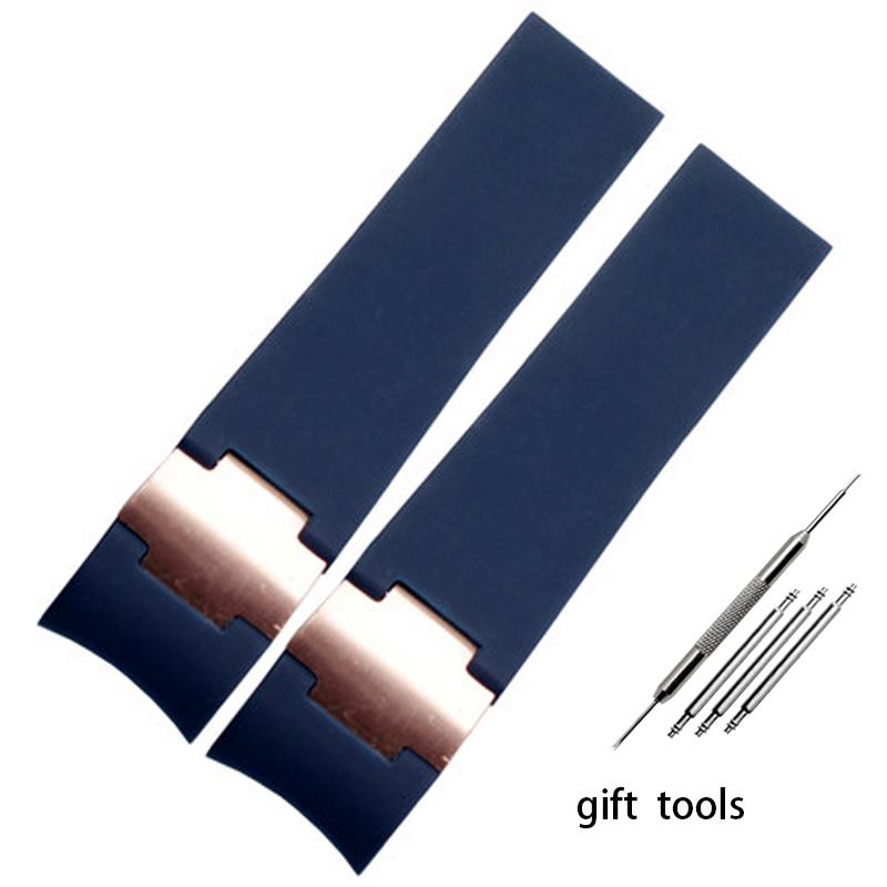 Rubber wristwatch strap silicone wristwatch strap with Ulysse Nardin blue black brown 25 * 12mm  men  tools watchband 22-20mm