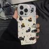 Cute Cartoon Black Cat Tulip Floral Clear Phone Case, Kawaii Aesthetic Soft Shockproof Protective Cover for iPhone