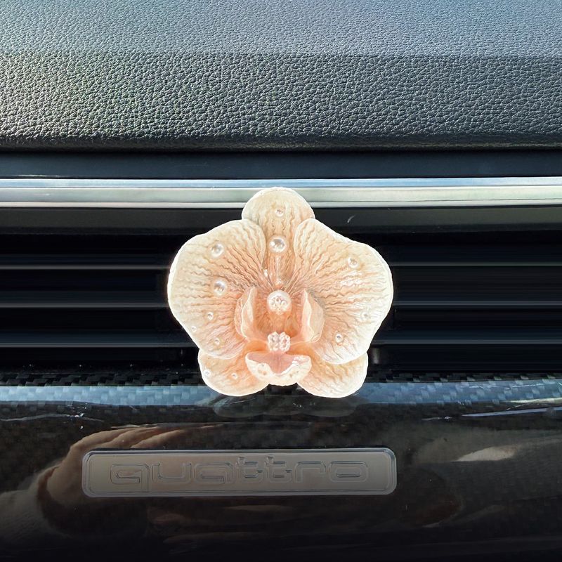 

High-End Butterfly Car Fragrance Perfume Car Air Vent Decoration Car Interior Accessories Diffuser Stone for Women Pearlescent Pink Flowers (Free Essential Oil)