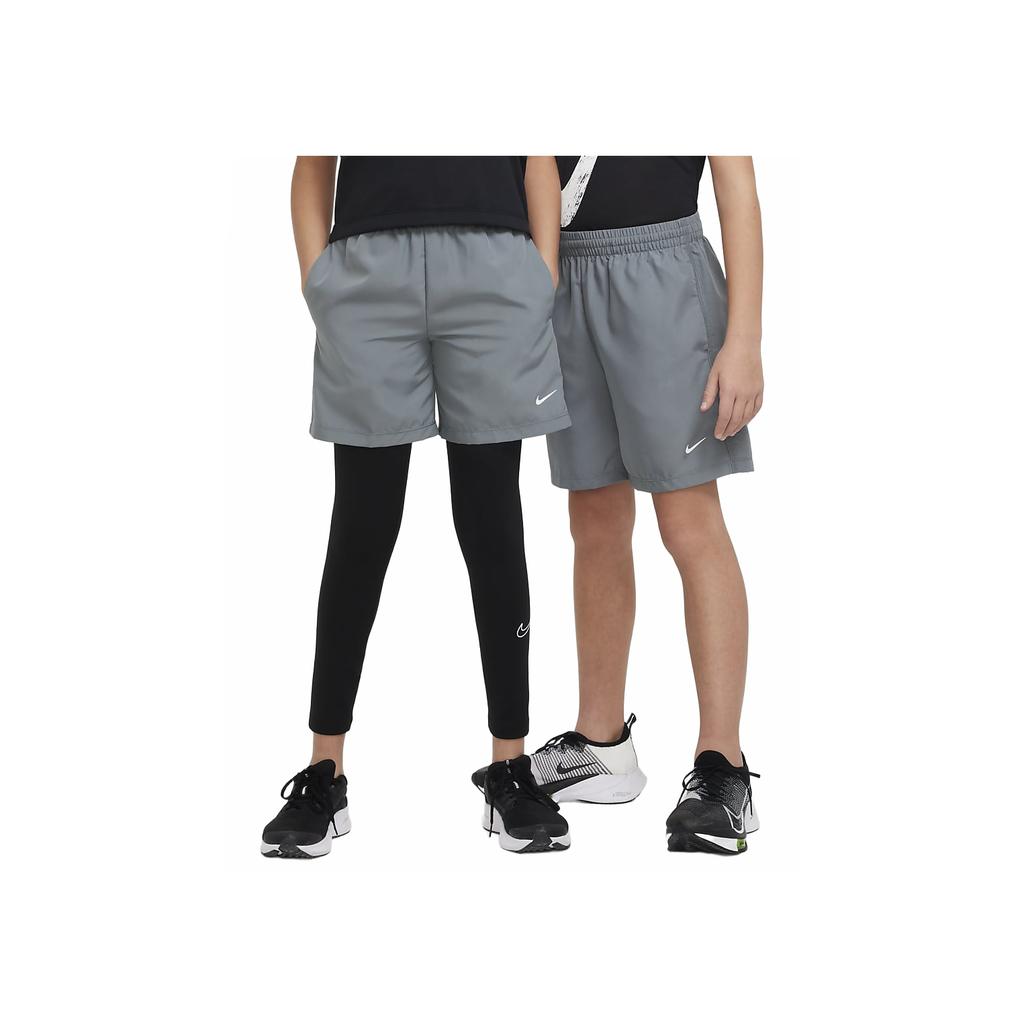 Nike Solid Color Elastic Waist Comfortable Versatile Shorts Kids shorts Gray White DX5382-084