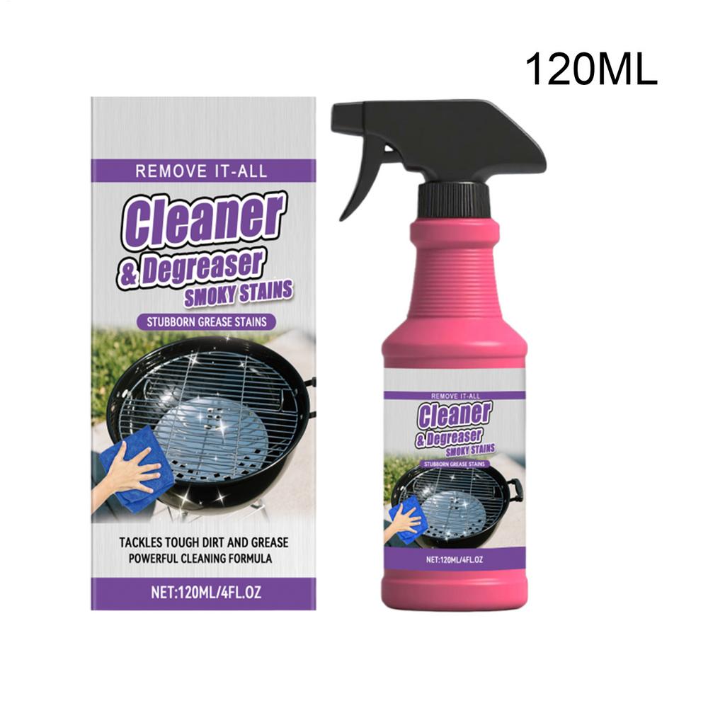 

120ml Grill Cleaner Spray Multi-purpose Grease Remover with Sponge Cloth Grill Degreaser Spray for Countertops Range Hoods 120ml