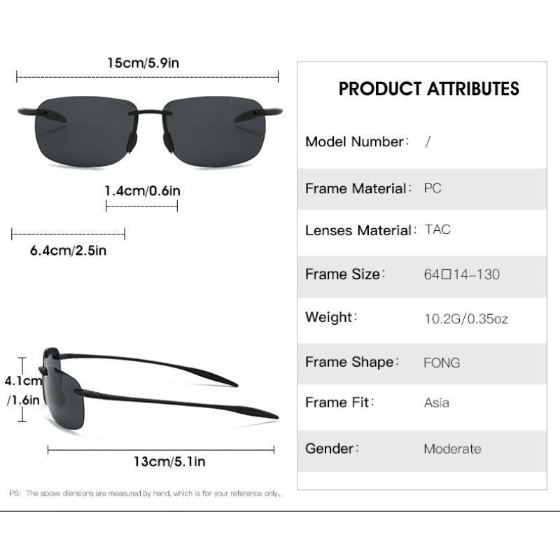 New ultra-light frameless colorful polarized sunglasses for men and women TR90 material suitable for leisure and vacation uv400