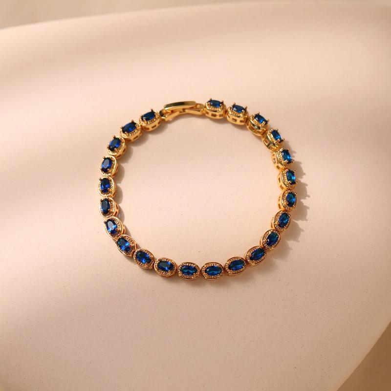 Gold Plated Emerald Green Oval CZ Tennis Bracelet