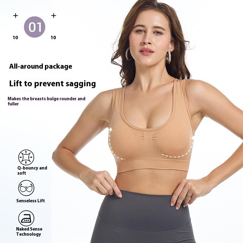 Large Size Women's Shockproof Sports Bra Gathered and Comfortable Rear Buckle Adjustable Yoga Fitness Underwear