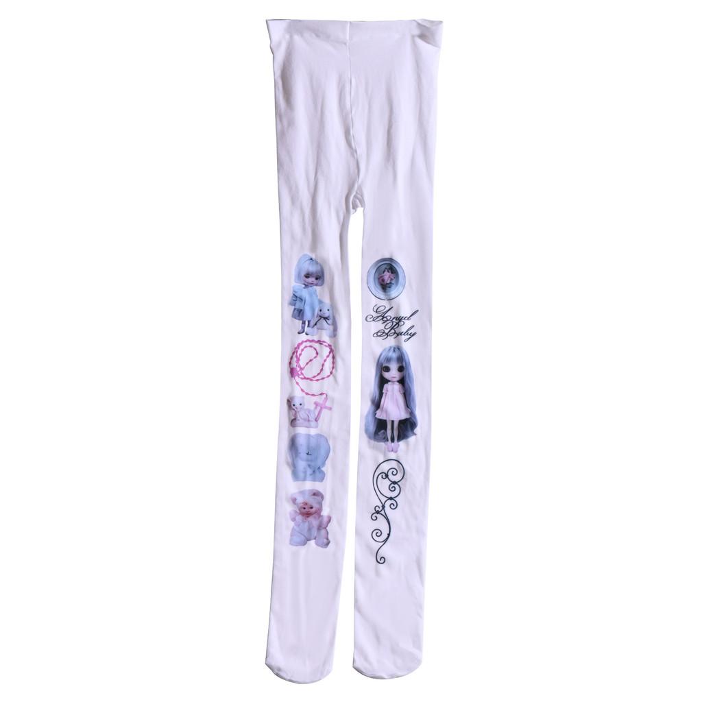 Girl Doll Pattern Velvet Tights Hosiery With Shaping Function For Streetwear Fashion