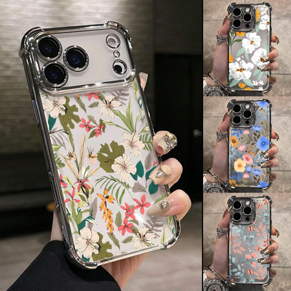 Fashion Flower Pattern Phone Case for Samsung Galaxy A57 A56 A55 A54 A53 A52 A37 A36 A16 A06 4G 5G Anti-drop Transparent Cover