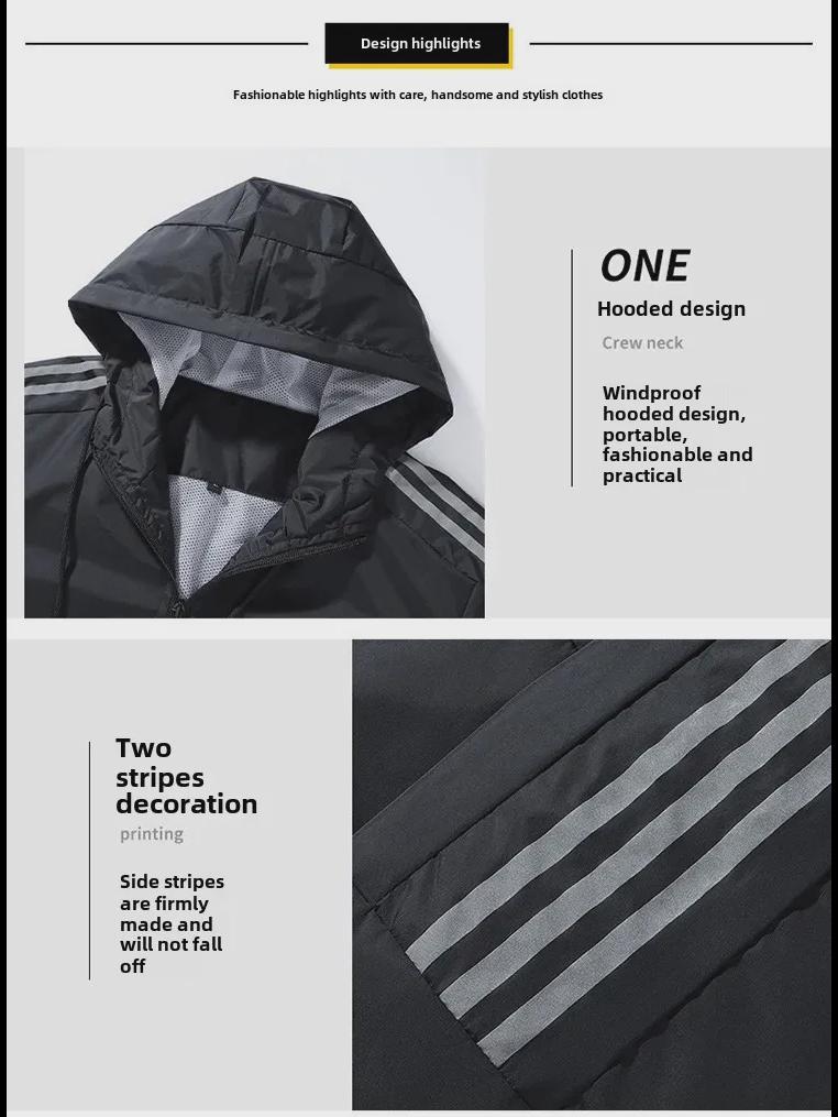 Men's Versatile Hooded Nylon Windbreaker: Lightweight Outdoor Casual Jacket