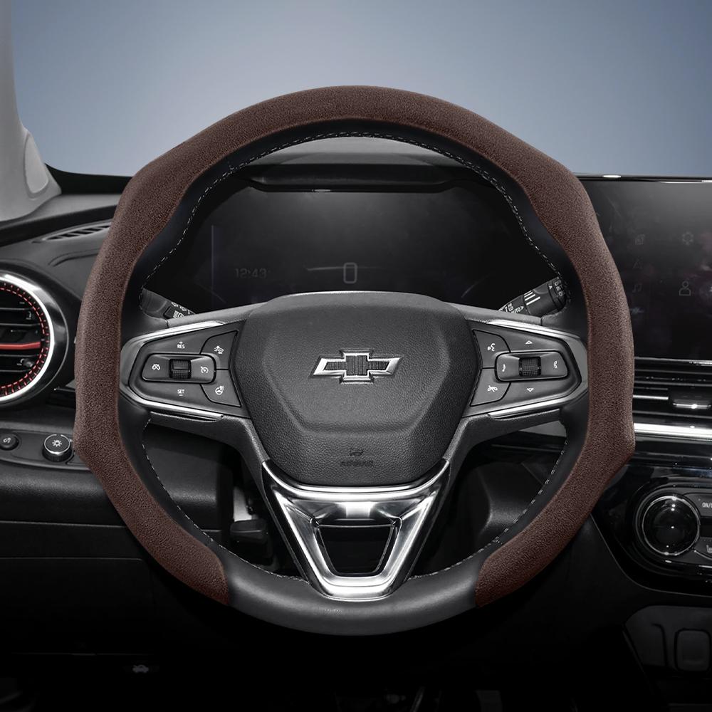 Suitable for Chevrolet Premium Suede Snap-On Steering Wheel Cover, Non-Slip and Durable, Round and D-Shaped Steering Wheel Available Cruze Spark Capti
