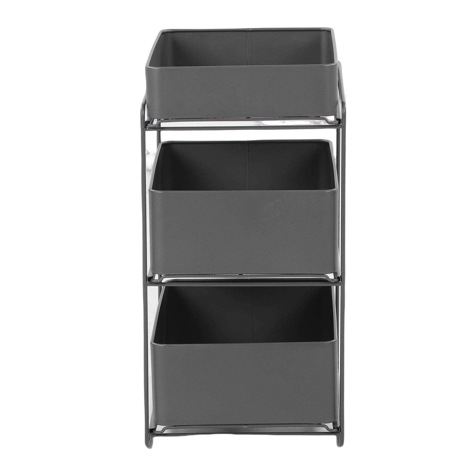 

3 Tier Under Sink Steel Space Saving Pull Out Bathroom Cabinet for Toiletries Cosmetics Kitchen Utensils