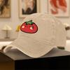 Vintage Washed Baseball Cap with Cute Tomato Sweat Drop Print  Unisex Outdoor Sports Daily Wear