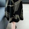 Großes langärmeliges Kleid für Damen im Frühling und Herbst, mittellanger Overknee-Rock mit Rundhalsausschnitt und Print