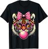 Tiger with Glasses Bubblegum and Bow T-Shirt